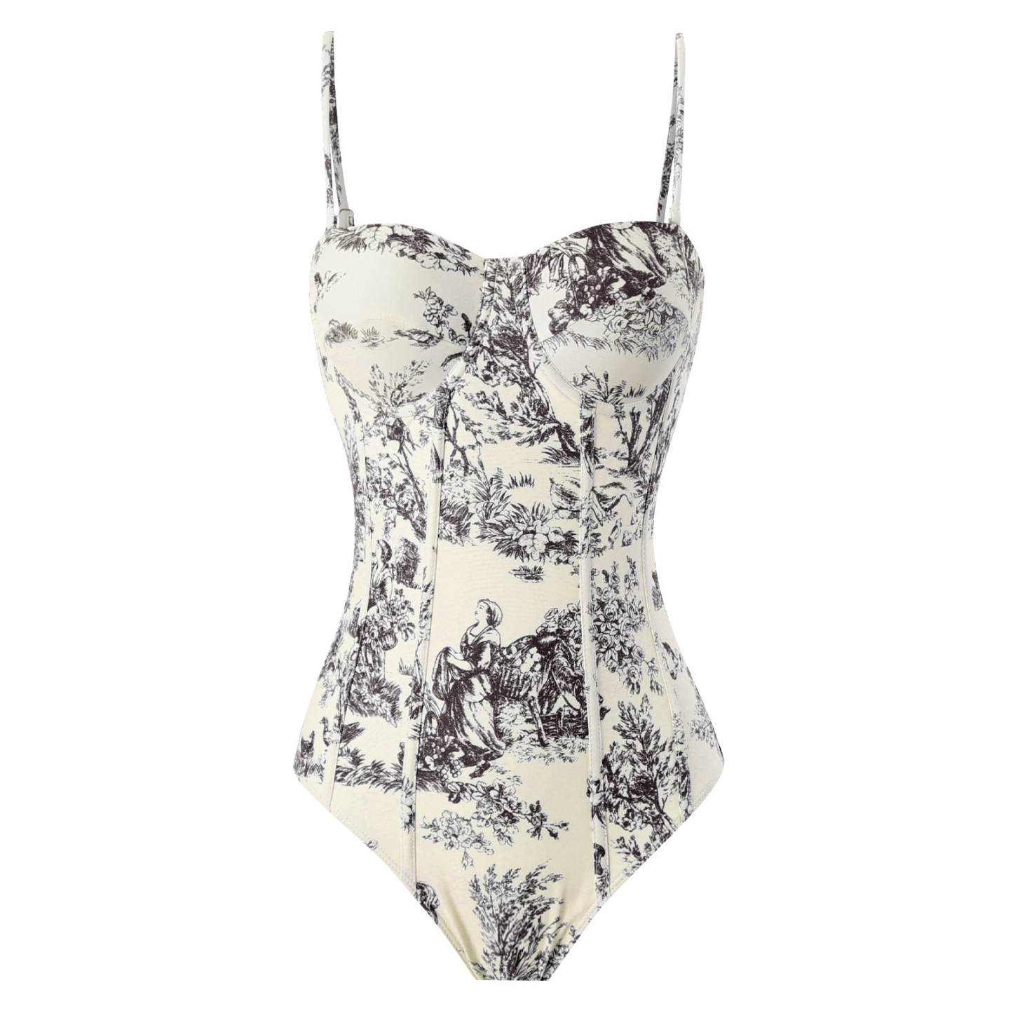 Seaside Hut Print One Piece Swimsuit