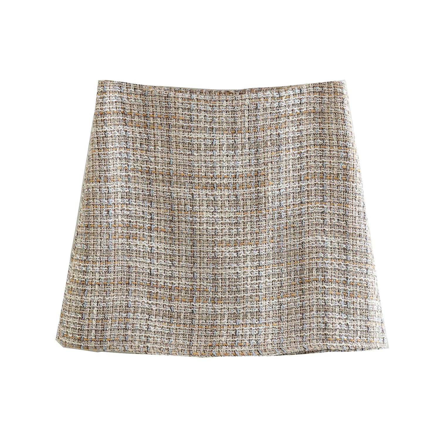 A-line Woolen Tweed Mini Skirt
