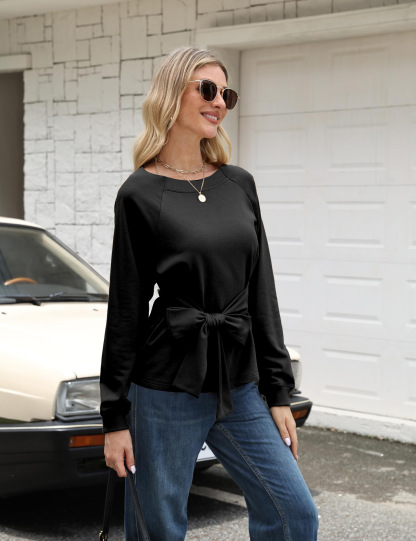 Puff-Sleeve Bow-Tie Sweater