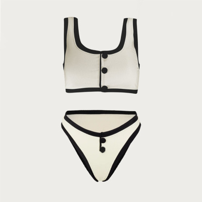 Contrast Binding Two Piece Bikini Set