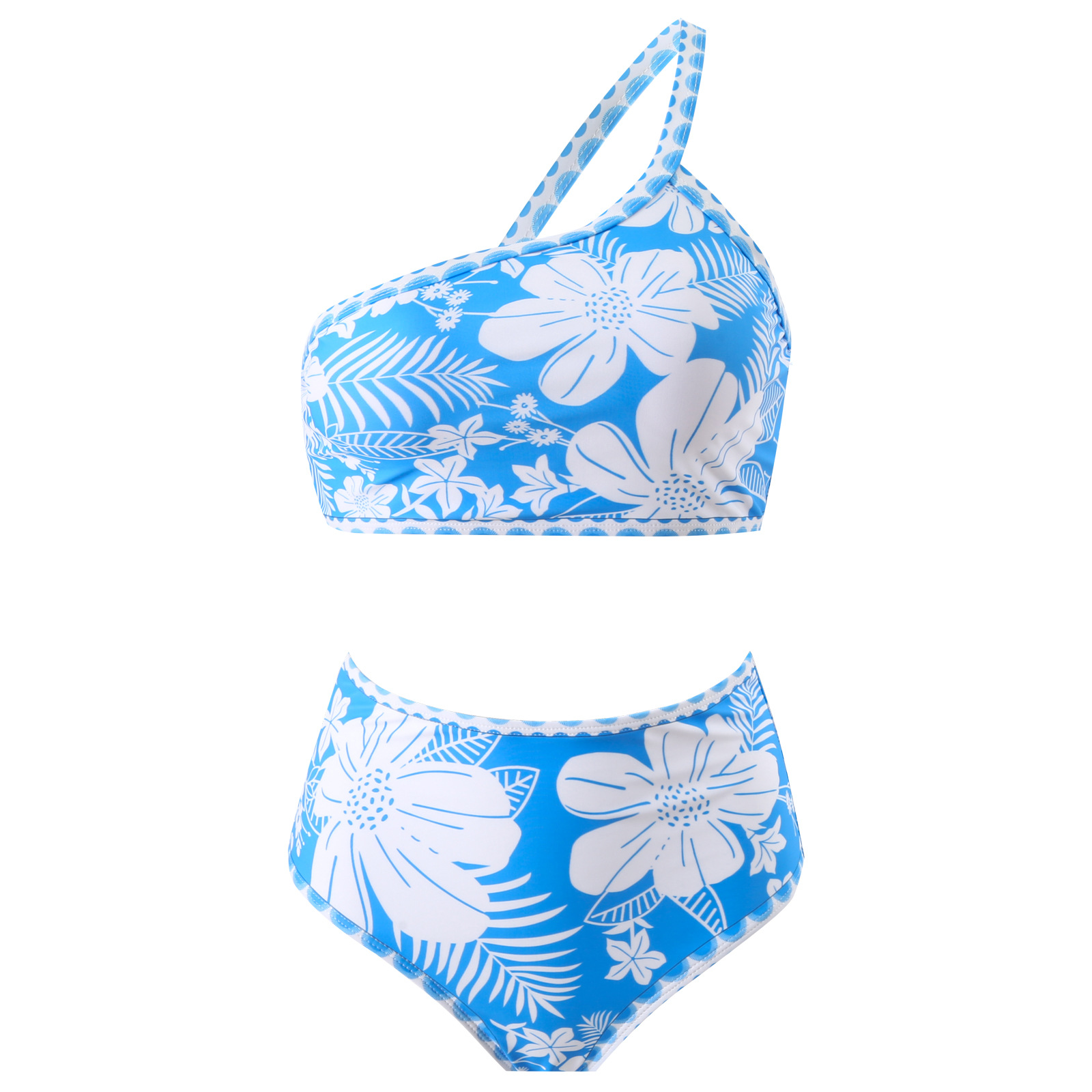 One Shoulder Floral Bikini Set