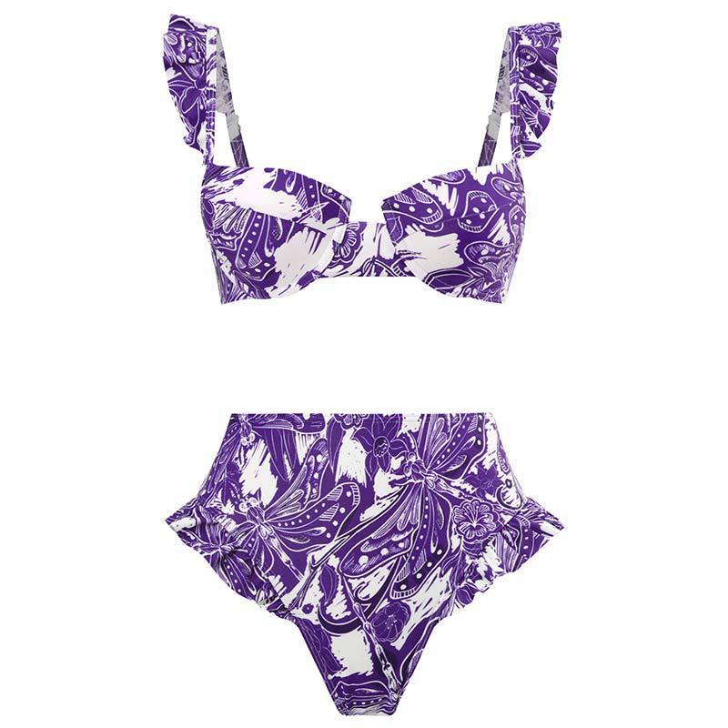 Print Ruffle Bikini Set