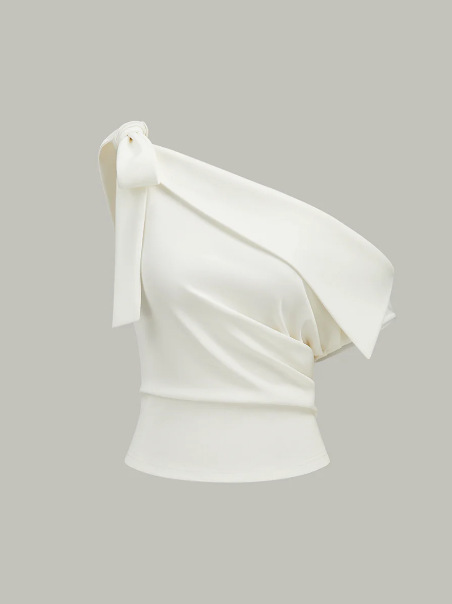 Asymmetric Off Shoulder Knot Detail Blouse