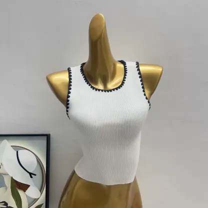 Contrast Stitch Ribbed Knit Tank Top