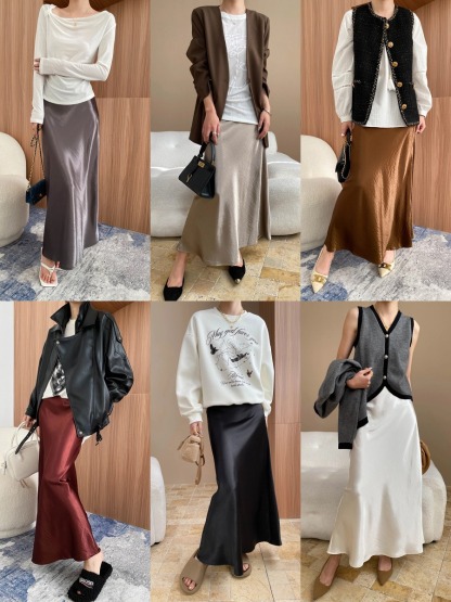 Pearl satin skirt