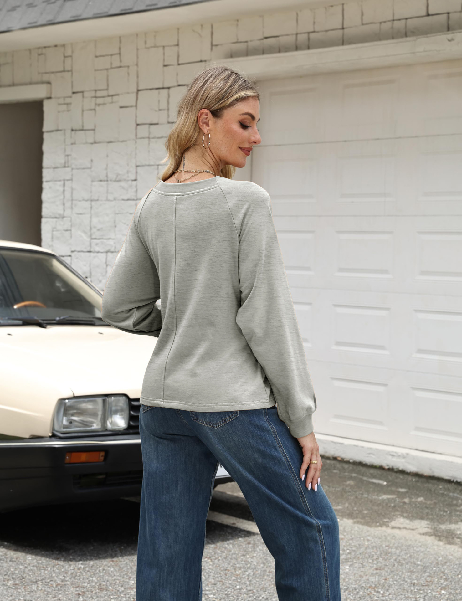 Puff-Sleeve Bow-Tie Sweater