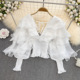Semi-Sheer Chiffon Ruffle Backless Top