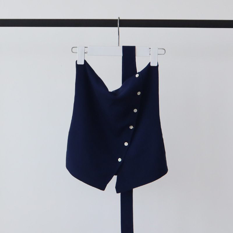 Cotton & Linen Halter Top With Decor Pockets