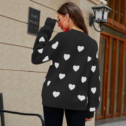 Love heart pattern pullover sweater