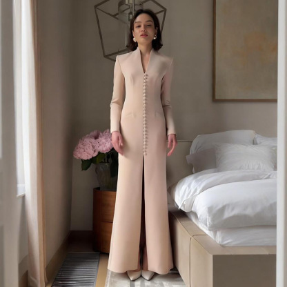  High Waist Button Detail Dress for Women