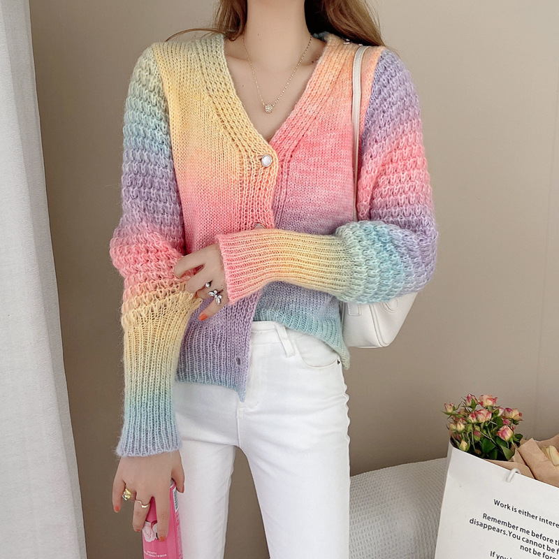Ombre Rainbow Cardigan-J.ING