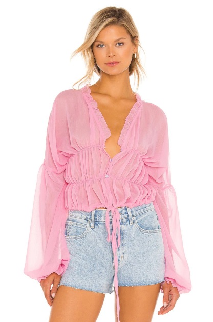 Sheer Chiffon Ruffle Detail Blouse