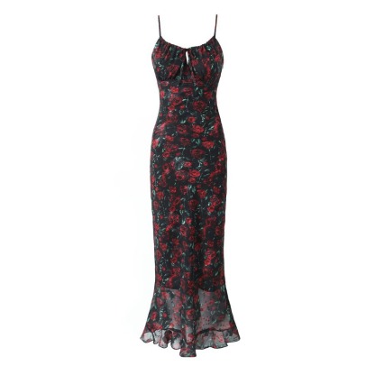 Floral Print Ruffle Hem Maxi Dress