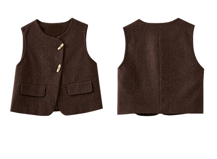 Herringbone Three-Piece Set – Vest, Blouse & Wide-Leg Pants
