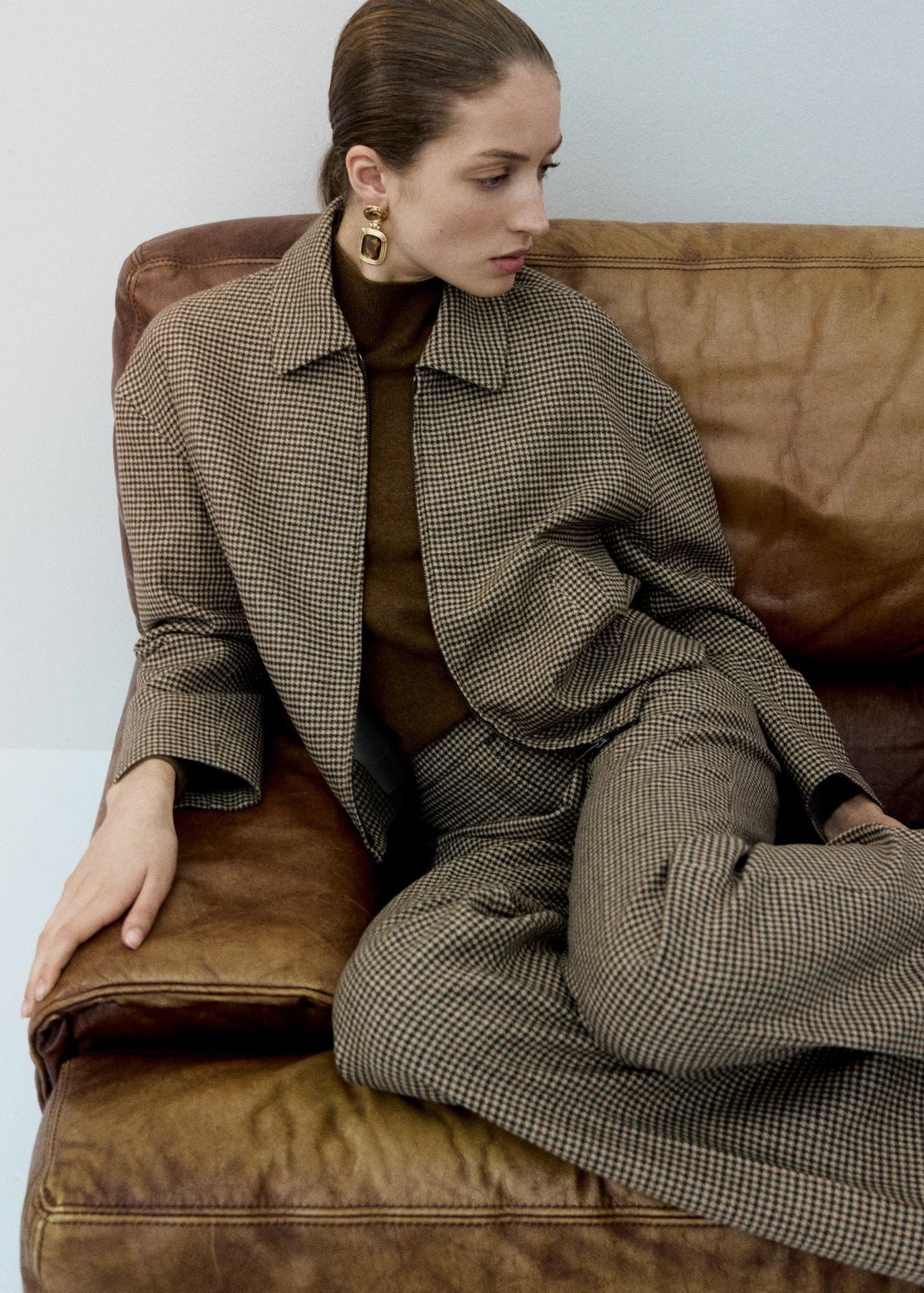 Houndstooth Shirt Jacket