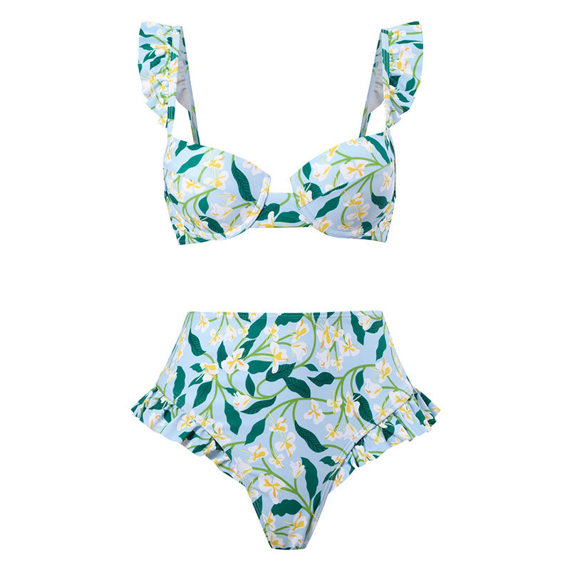 Print Ruffle Bikini Set