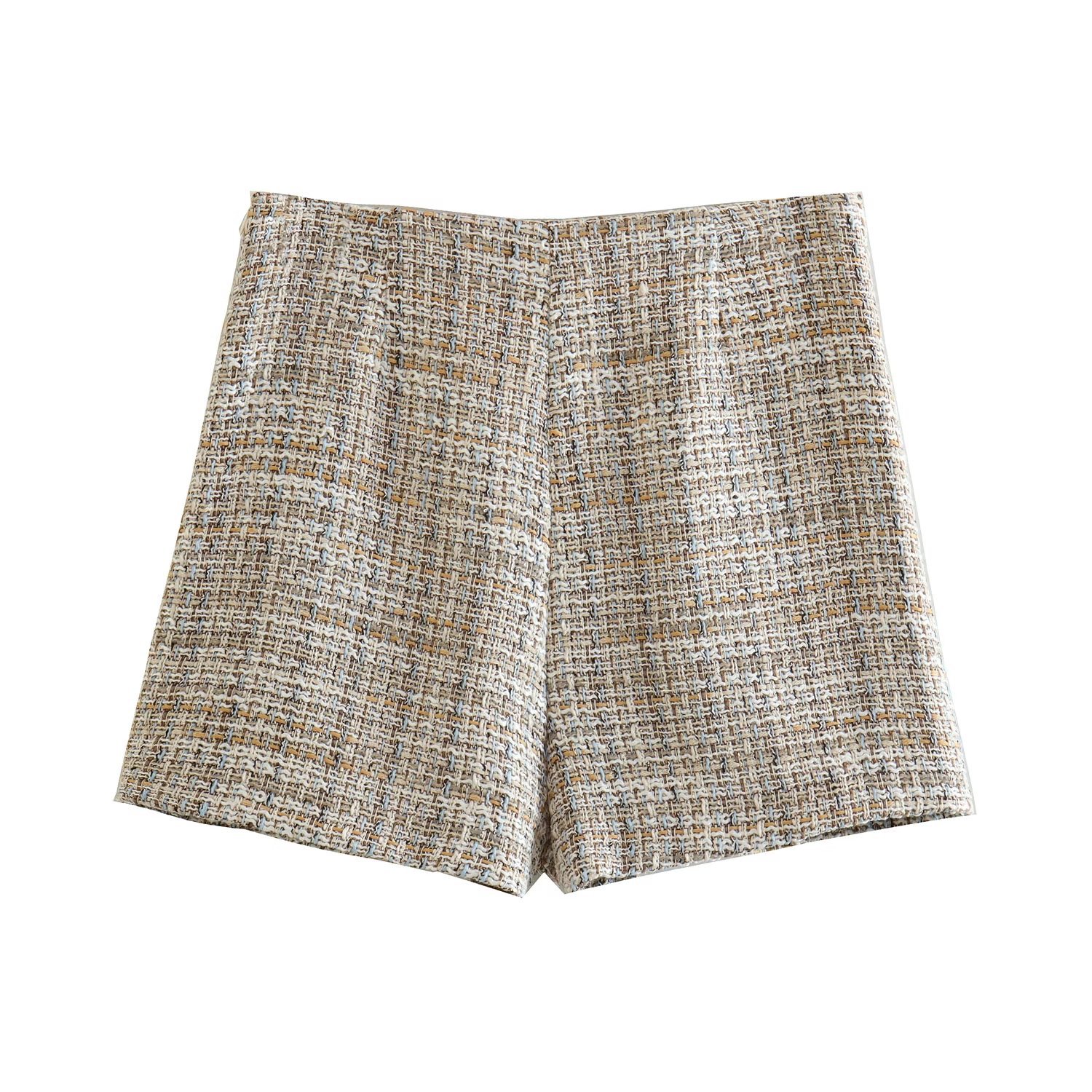 A-line Woolen Tweed Mini Skirt