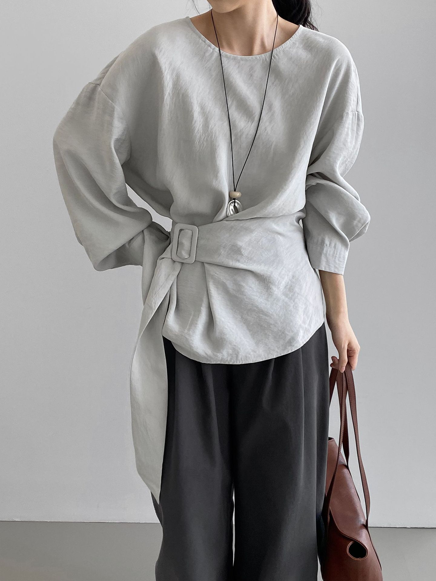 Boat Neck Peplum Sweatshirt with Wide Belt