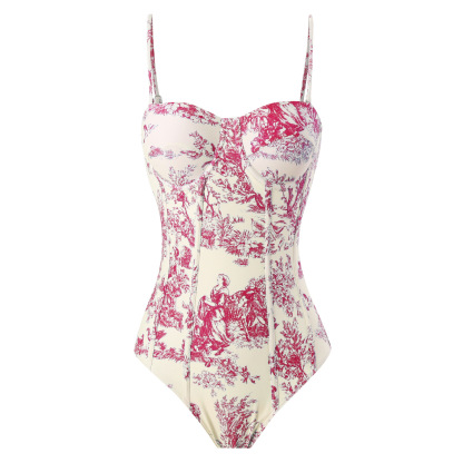 Seaside Hut Print One Piece Swimsuit
