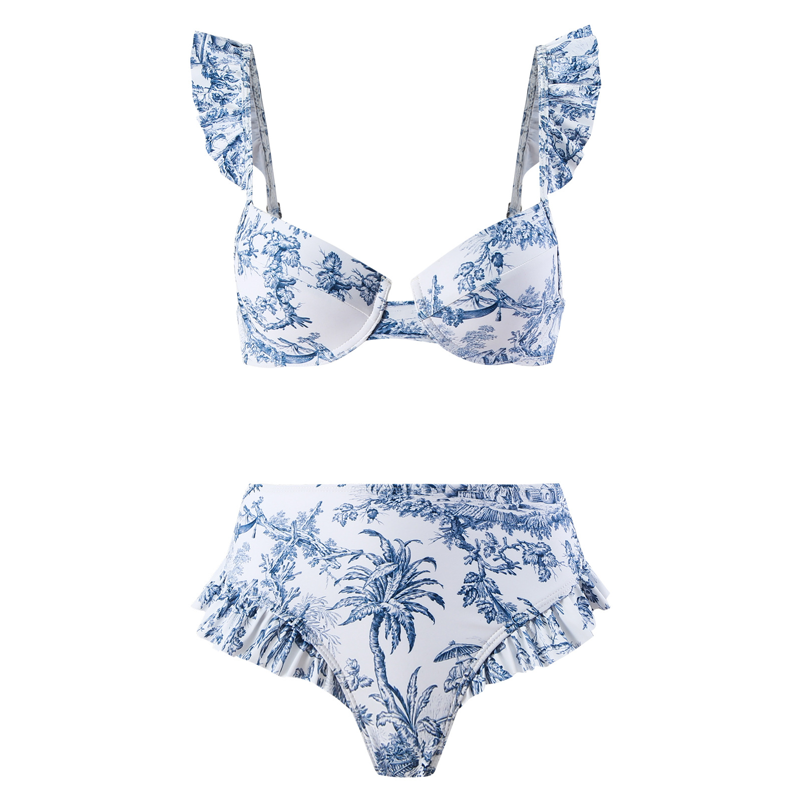 Print Ruffle Bikini Set