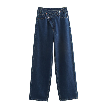 Asymmetric Waist Wide-Leg Jeans