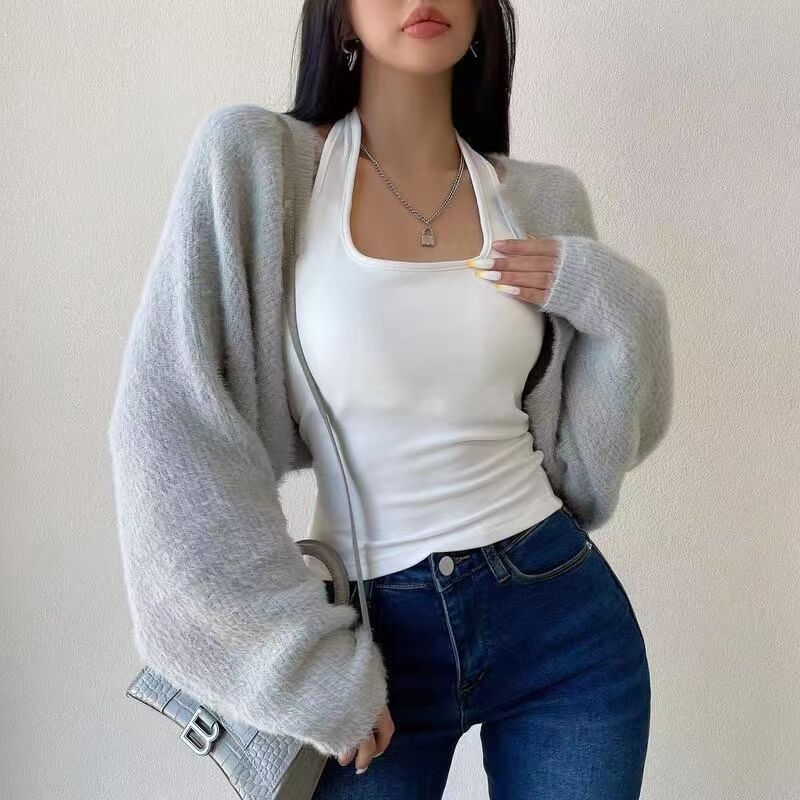 Oversized Faux Mink Knit Cardigan