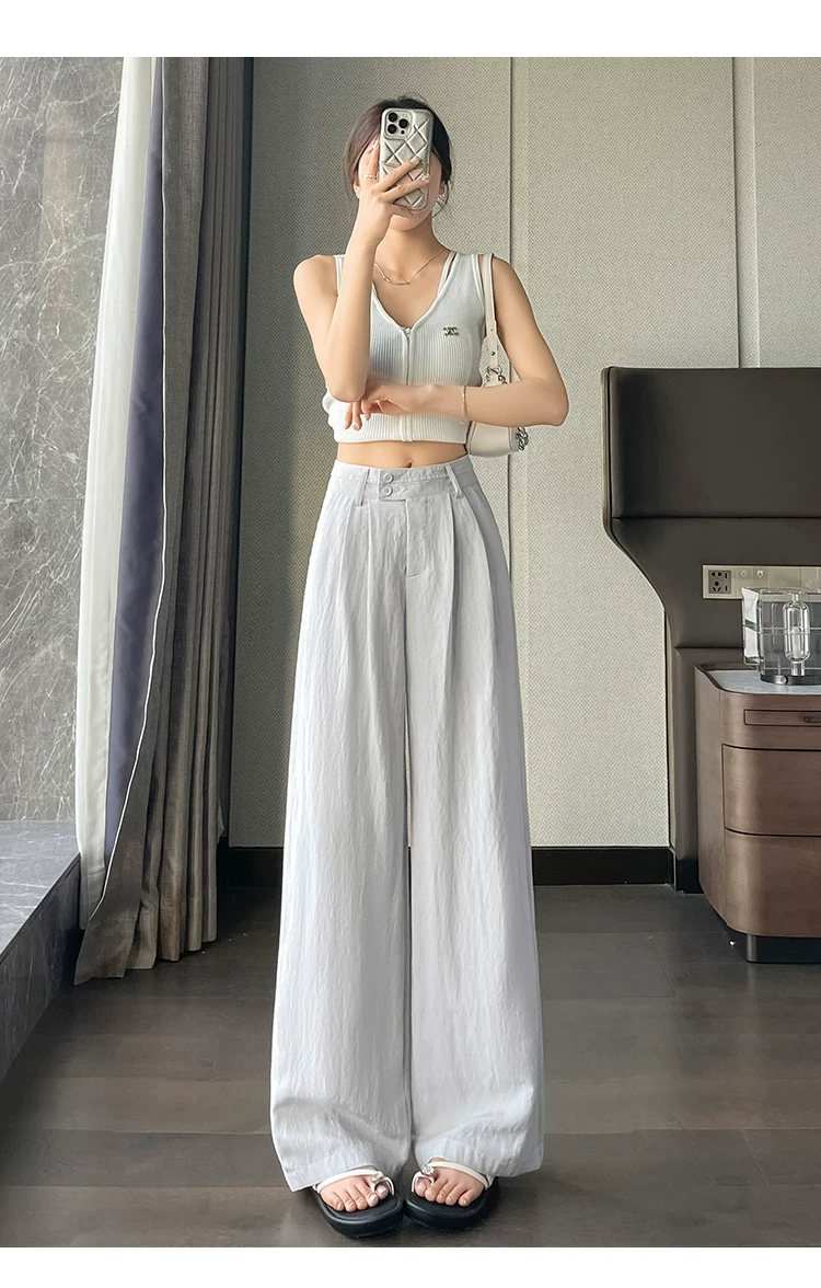 Belted Linen Wide Leg Pants