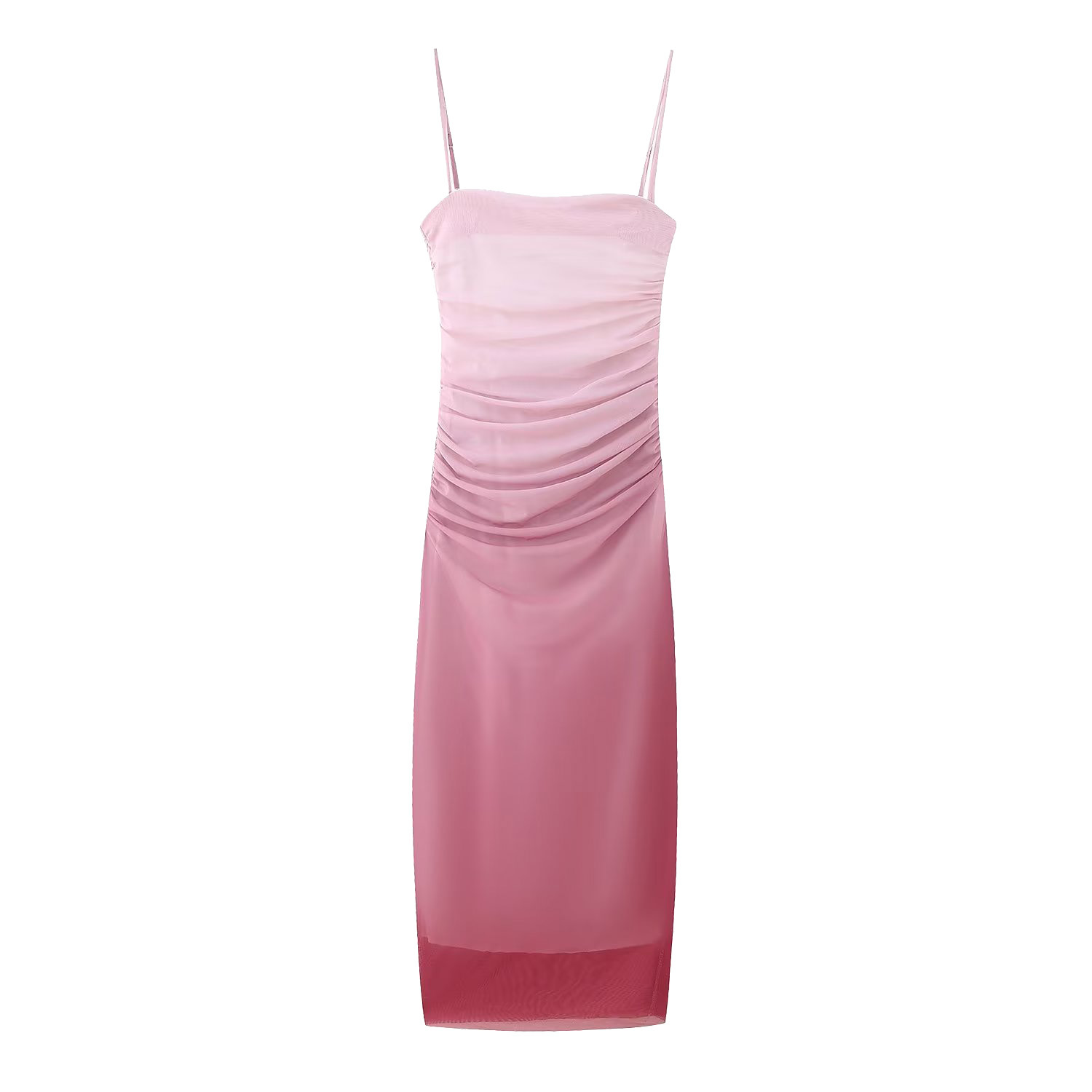 Cappuccino Ombre Mesh Zippered Long Dress