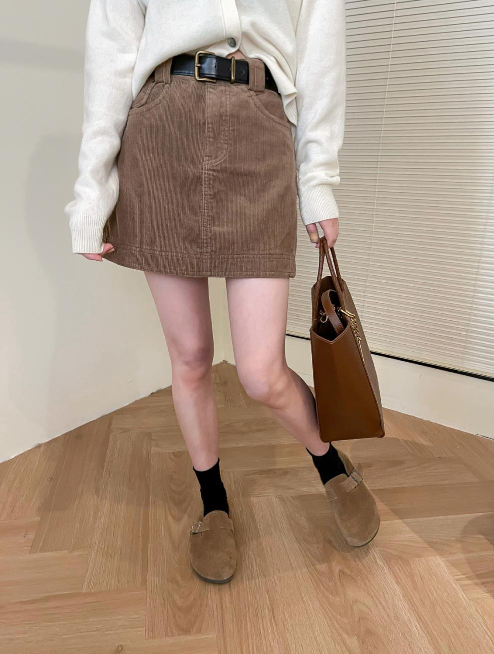 Velvet Mini Skirt with Belt