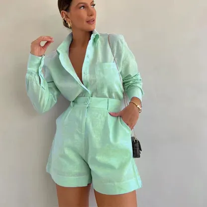 Long Sleeve Loose Shorts Set