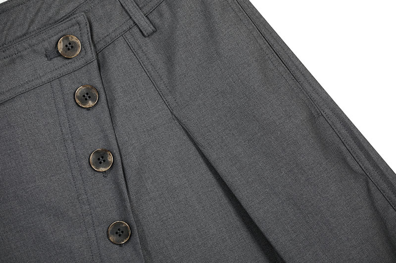 Button Pleated Barrel Leg Pants