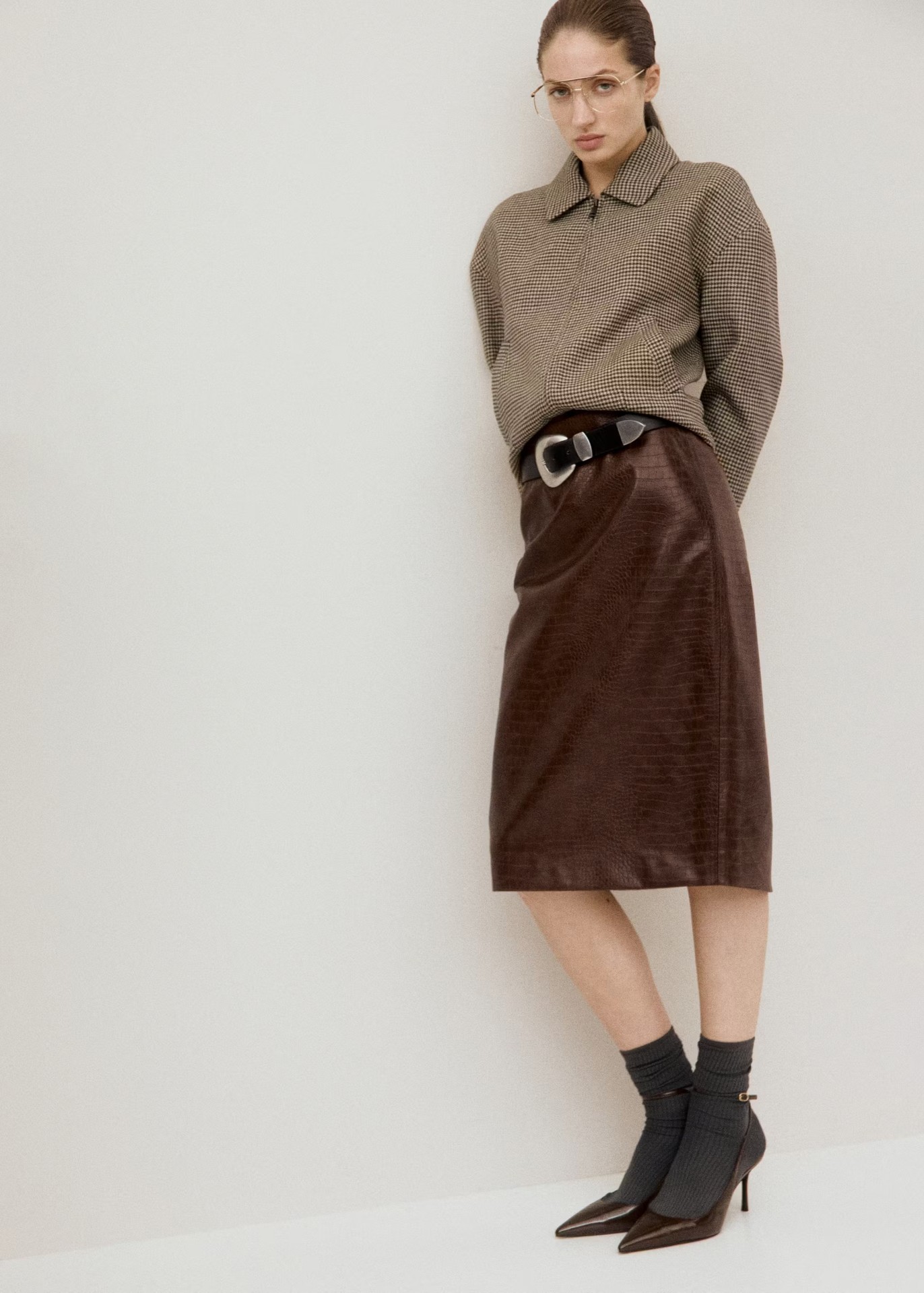 Houndstooth Shirt Jacket