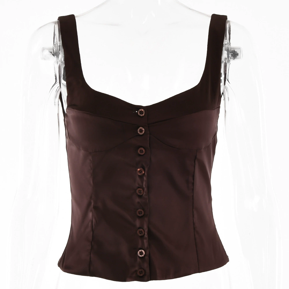 Casual Button-Front Strappy Top