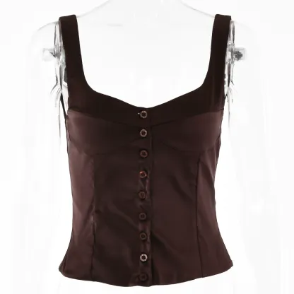 Casual Button-Front Strappy Top
