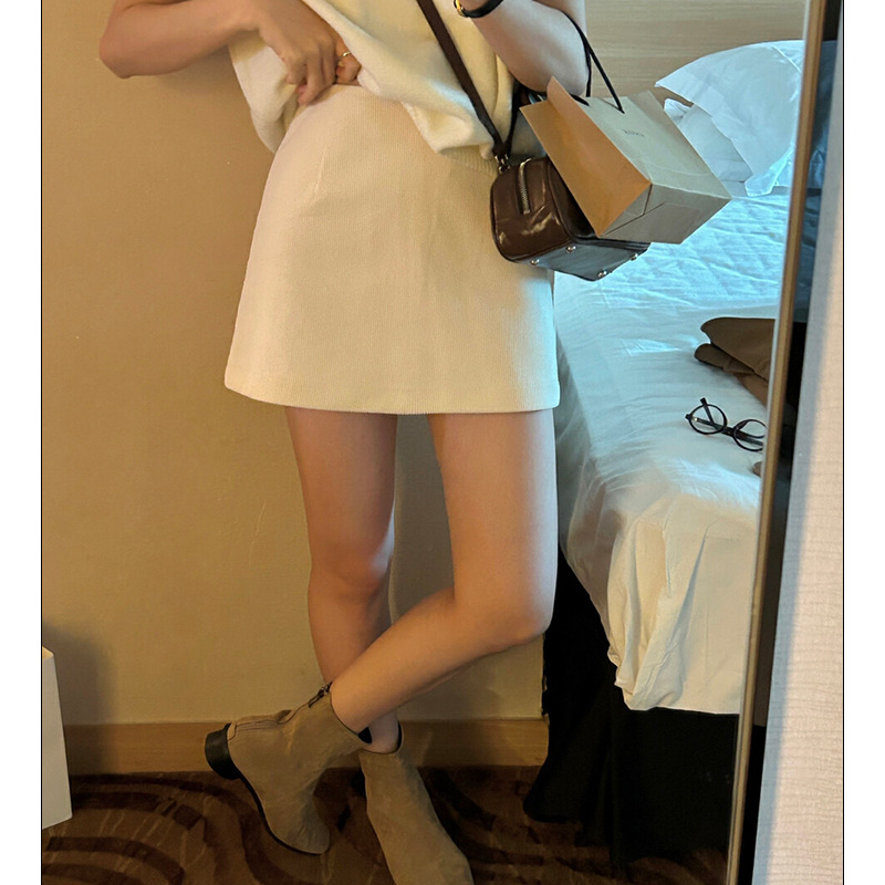 Women's Corduroy A-Line Mini Skirt - Fall Vintage High Waisted Stretch Short Skirt
