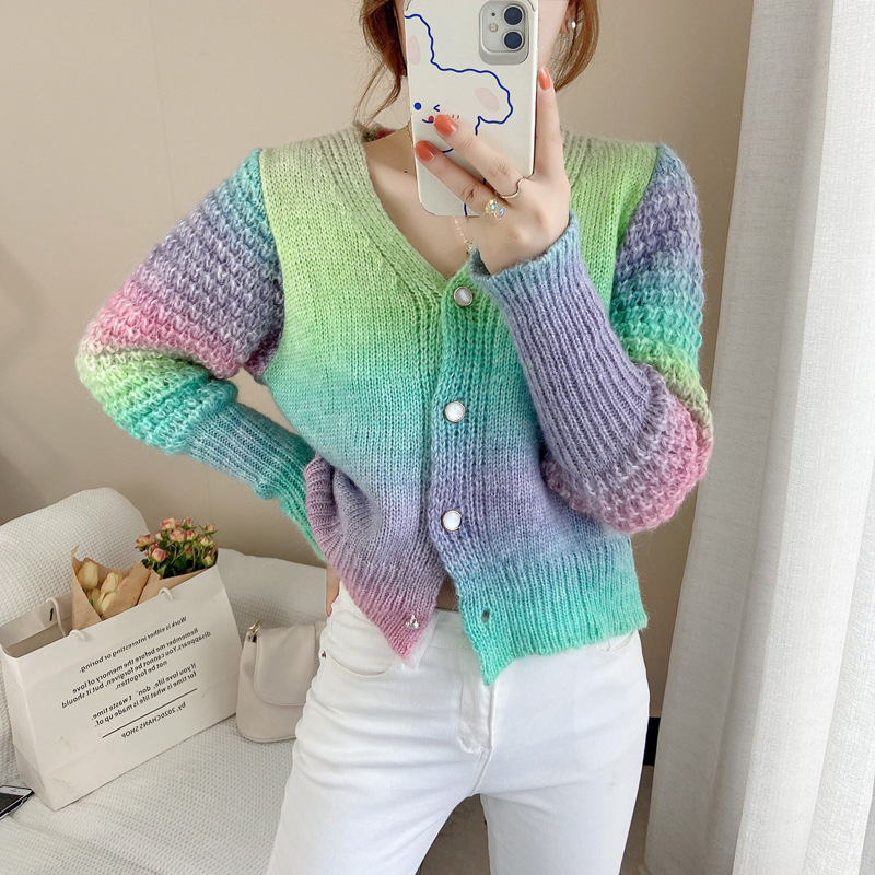Ombre Rainbow Cardigan-J.ING