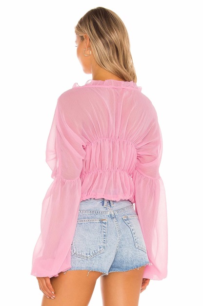 Sheer Chiffon Ruffle Detail Blouse