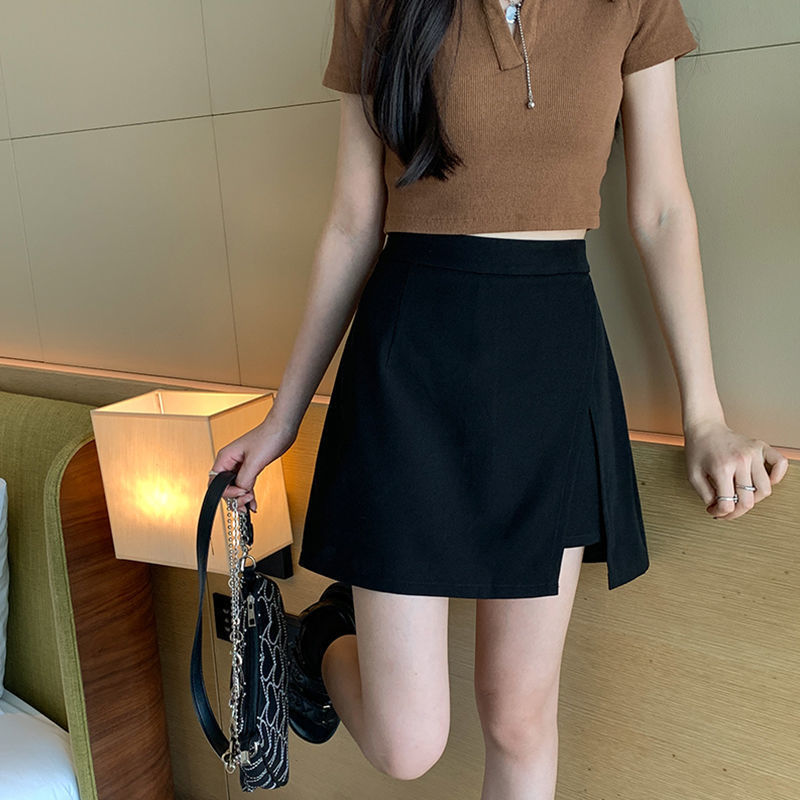 Asymmetric Layered Split Mini Skirt-J.ING