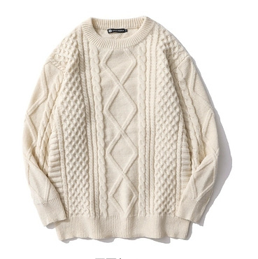 RETRO DIAMOND TWIST ROUND NECK SWEATER FOR MEN AND WOMEN, LOOSE AND VERSATILE, LAZY STYLE KNITTED SWEATER