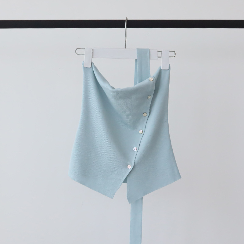 Cotton & Linen Halter Top With Decor Pockets