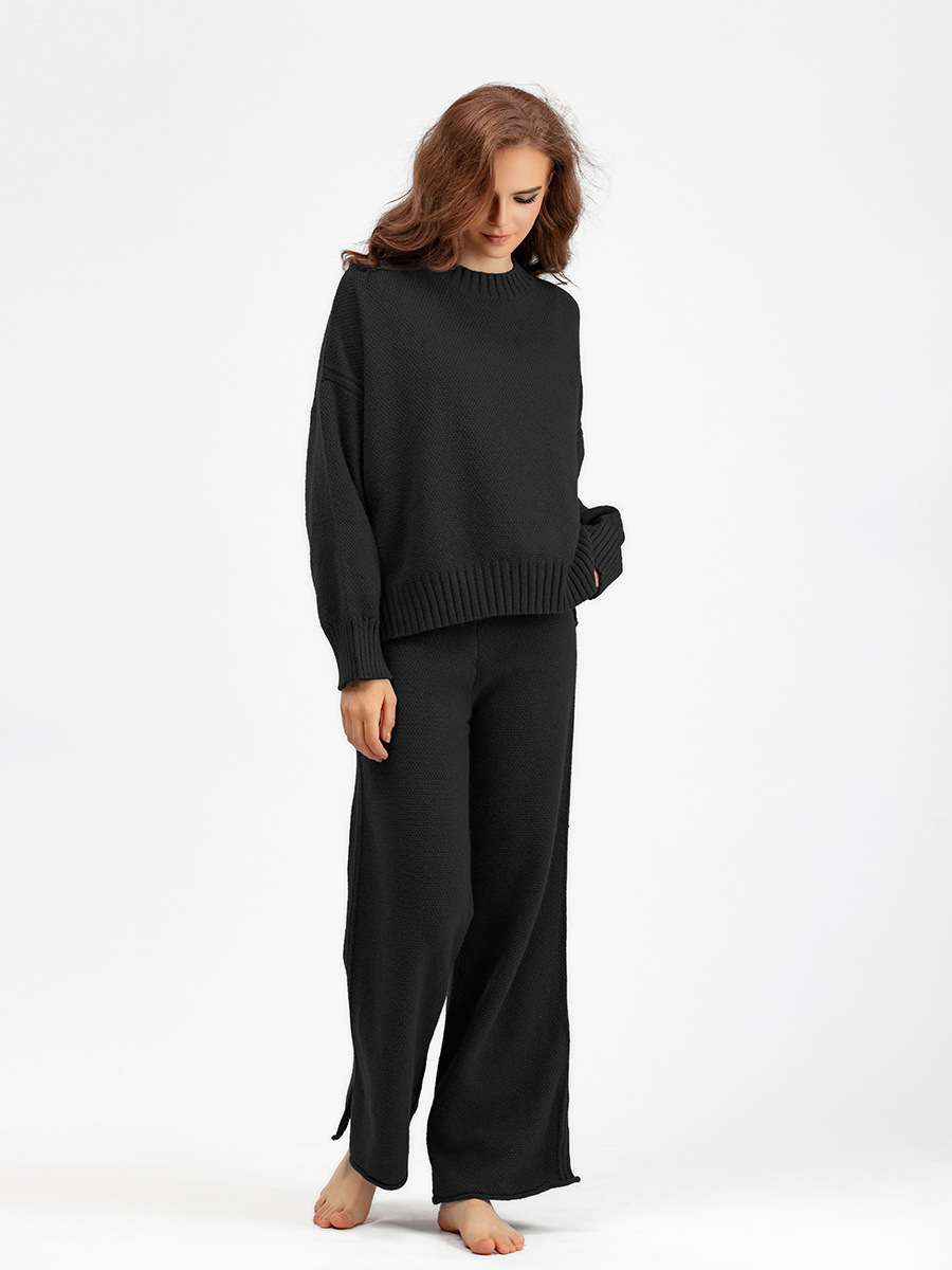 Knit Loose Sweater & Drawstring Pants Set