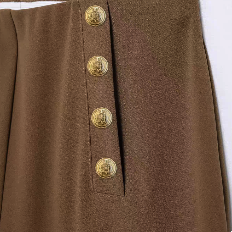 Buttoned Twill Retro Pants