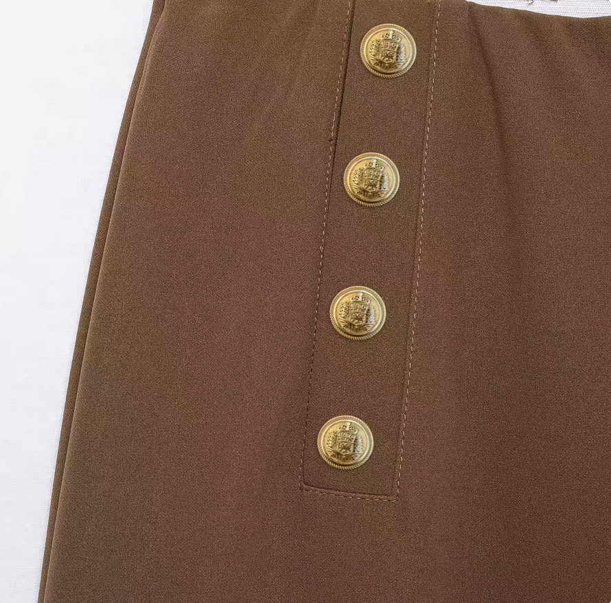 Buttoned Twill Retro Pants