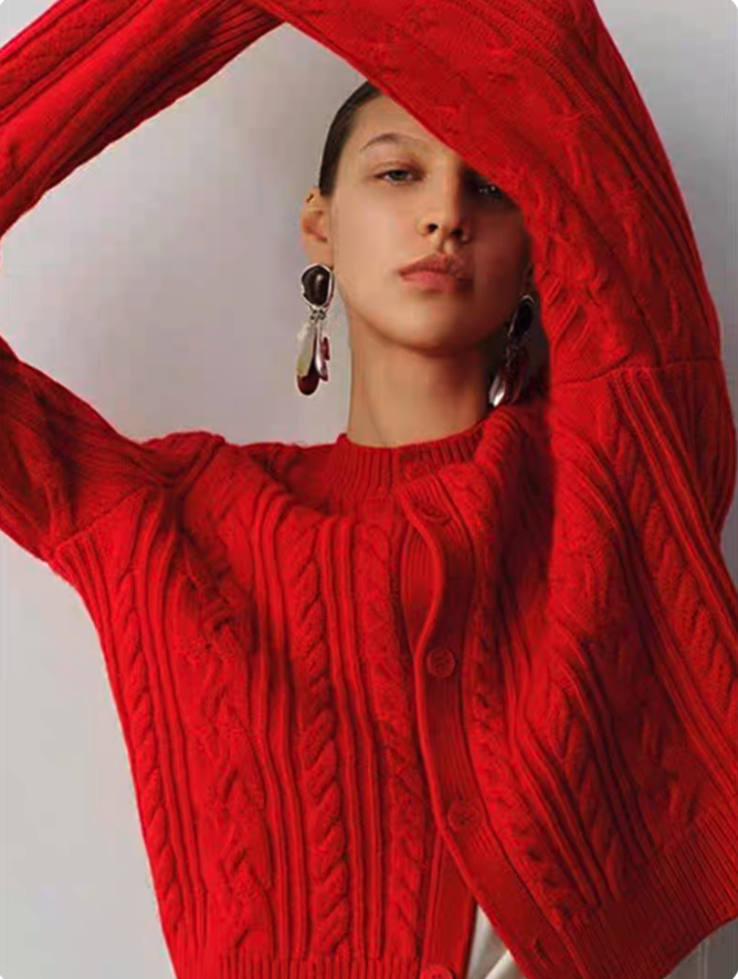 Embroidered Crew Neck Knit Top