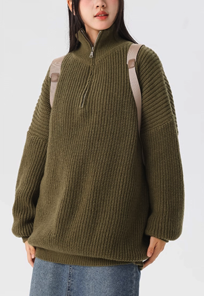 Wool Blend Half-Zip Sweater