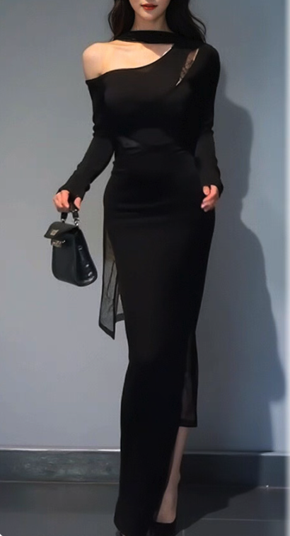 Mesh Paneled Cold-Shoulder Bodysuit