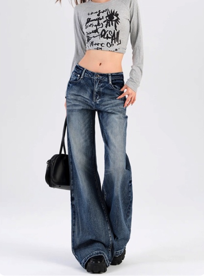 Wide-Leg Jeans in Faded Denim