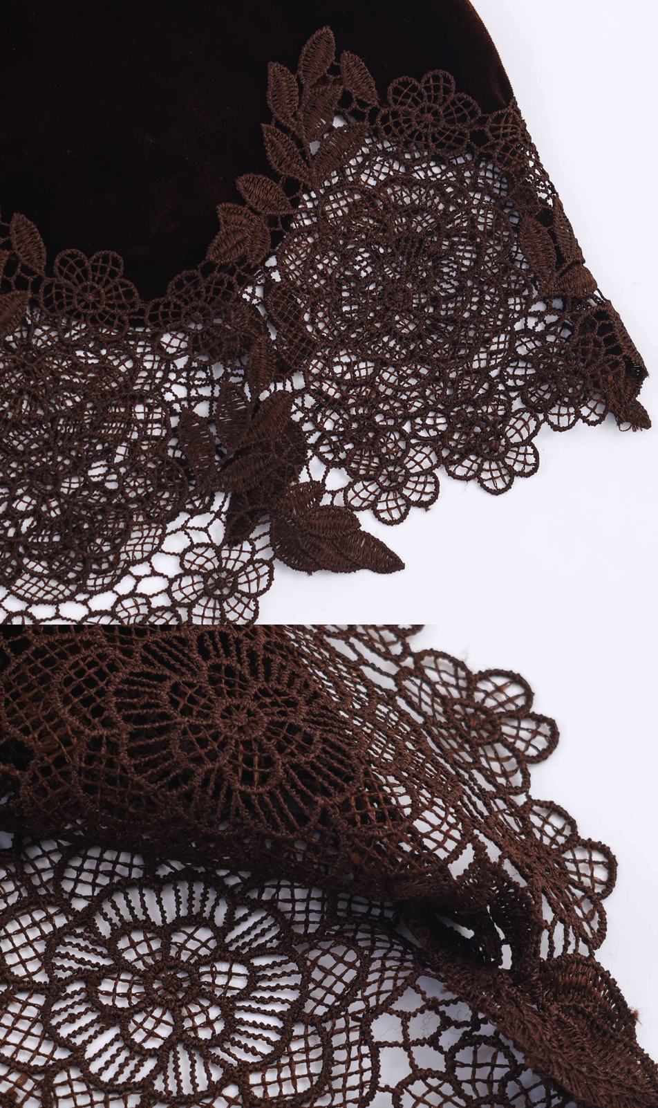 Contrast Lace Panel Sleeveless Turtleneck Vest