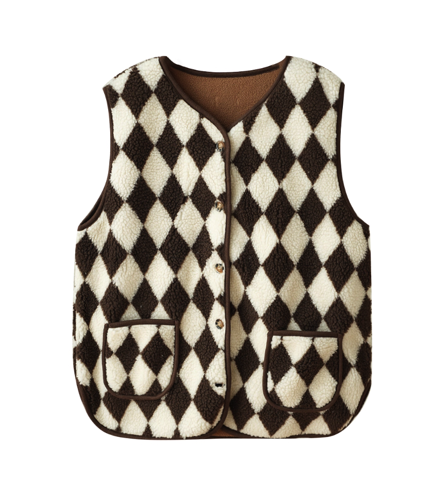 Stearns Black Checkerboard Teddy Vest
