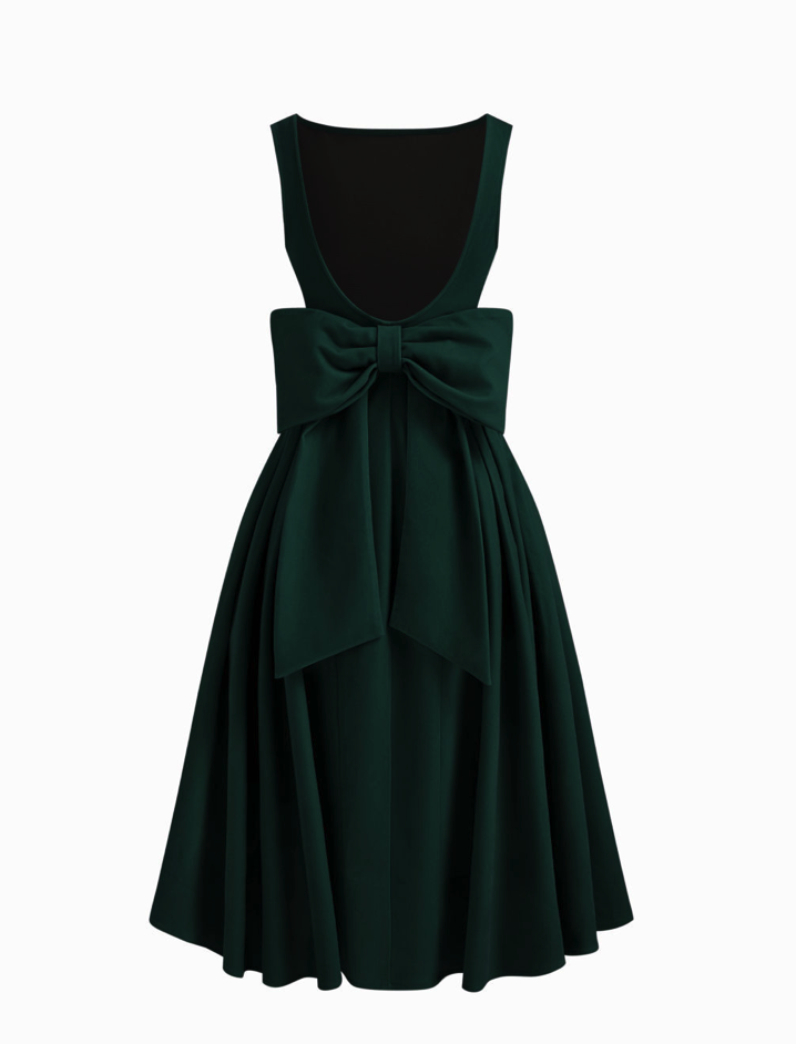 Mesh Back Bow Detail Velvet Maxi Dress